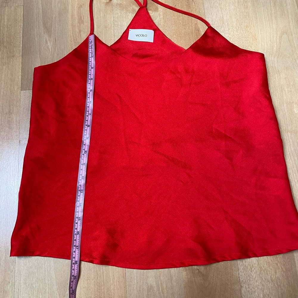 Vicolo Red Cami Top Made in Italy Silky Spaghetti Strap Tank - Picture 15 of 16